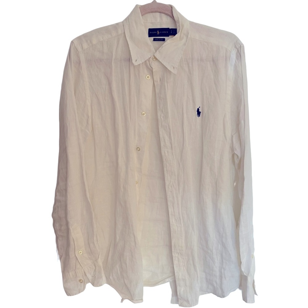 White linen Ralph Lauren button-up chemise